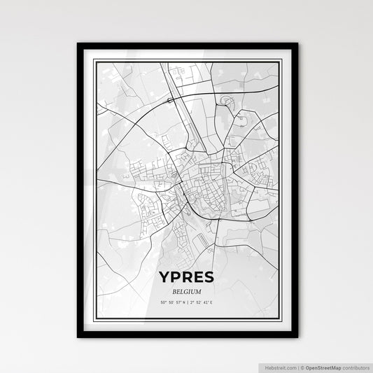 Ypres  Belgium - Scandinavian Style City Map for Modern Home Decor