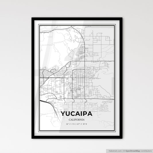 Yucaipa California - Scandinavian Style City Map for Modern Home Decor
