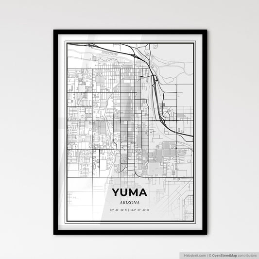 Yuma Arizona - Scandinavian Style City Map for Modern Home Decor