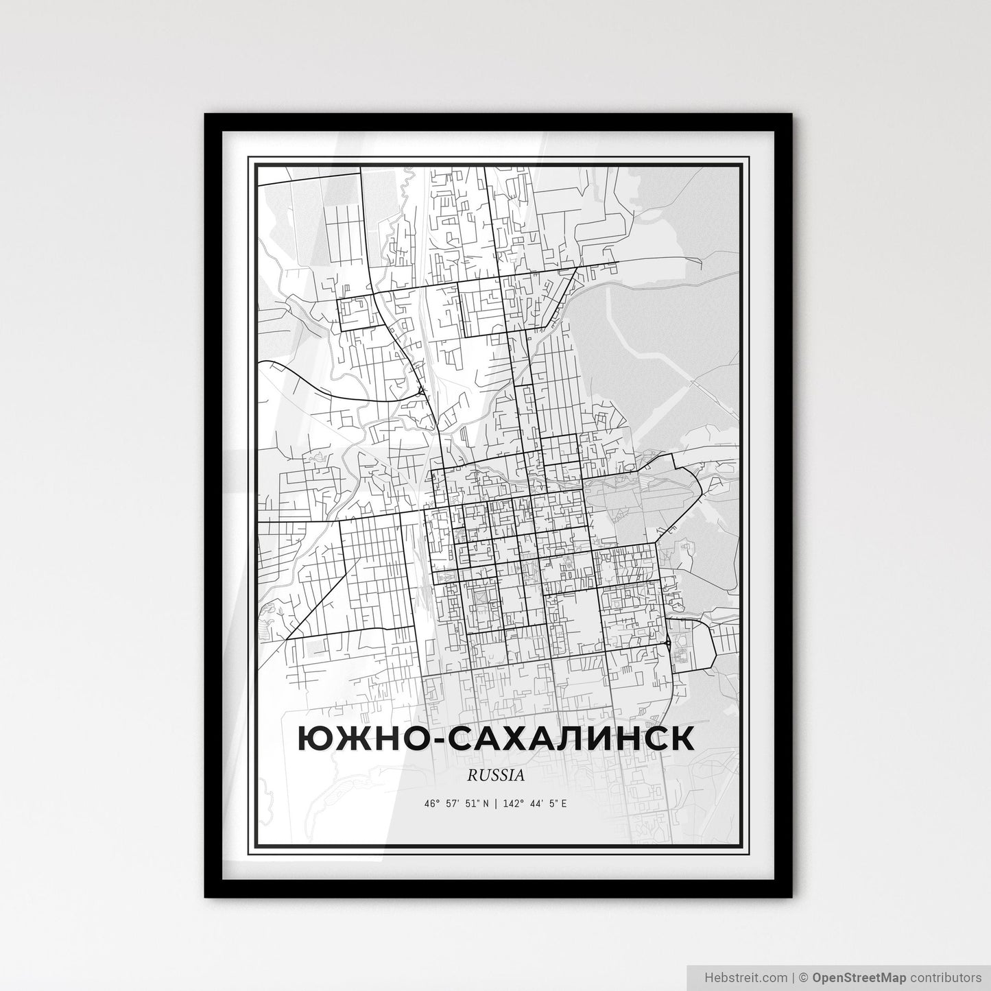 Yuzhno-Sakhalinsk Russia - Scandinavian Style City Map for Modern Home Decor