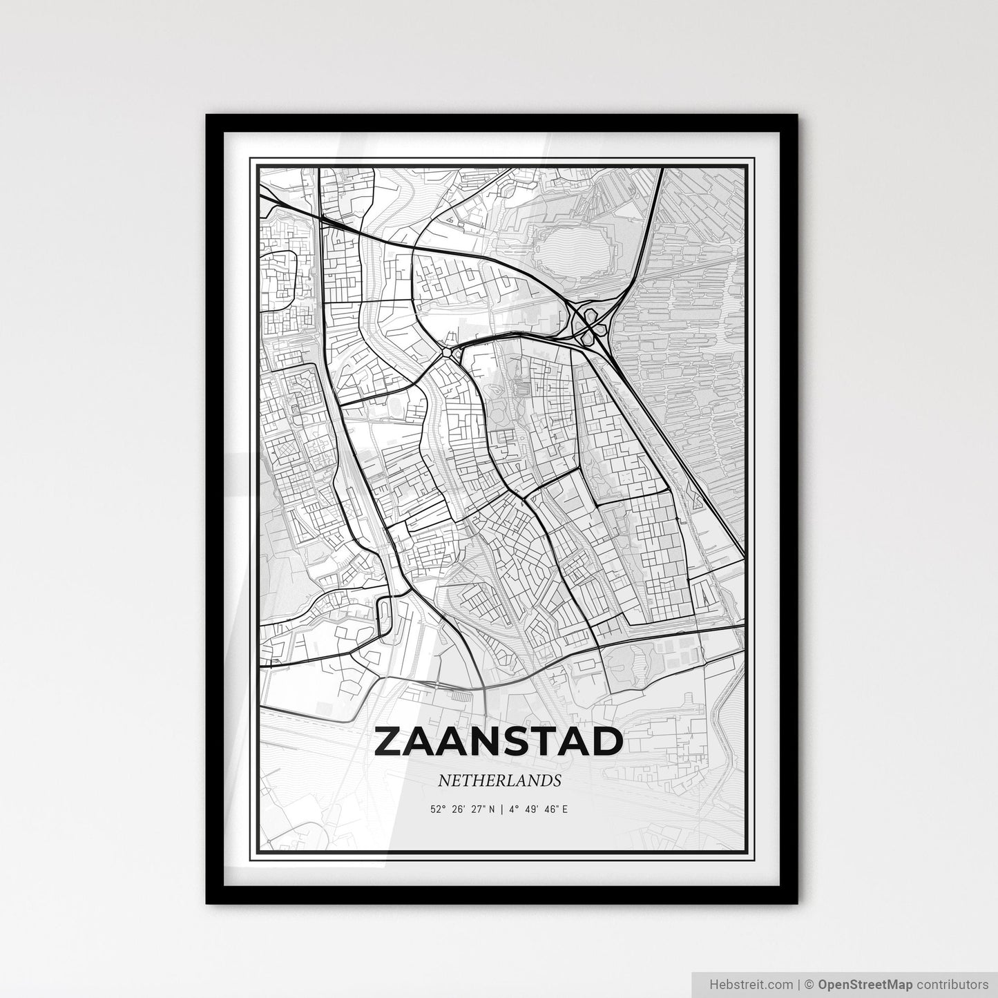 Zaanstad Netherlands - Scandinavian Style City Map for Modern Home Decor