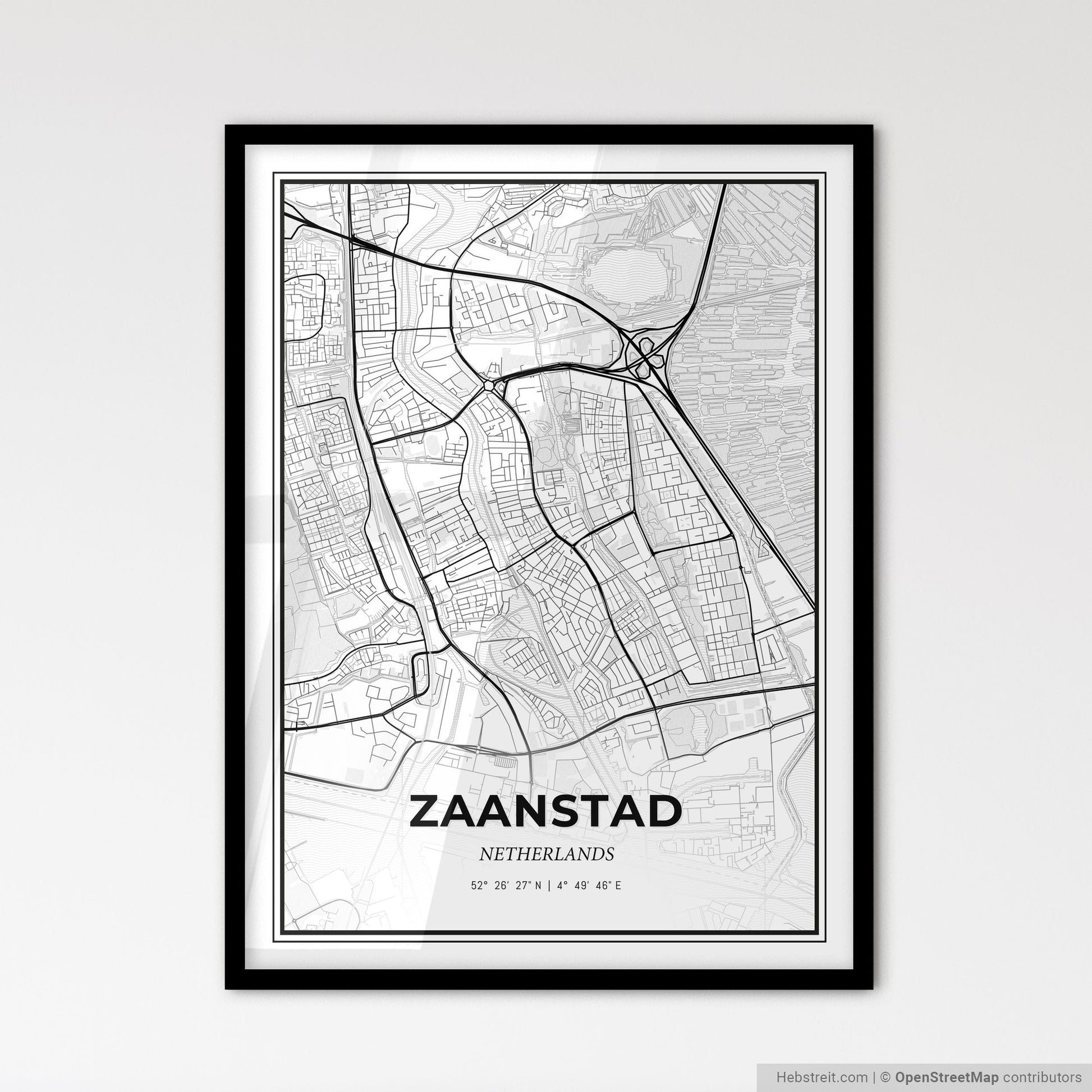 Zaanstad Netherlands - Scandinavian Style City Map for Modern Home Decor