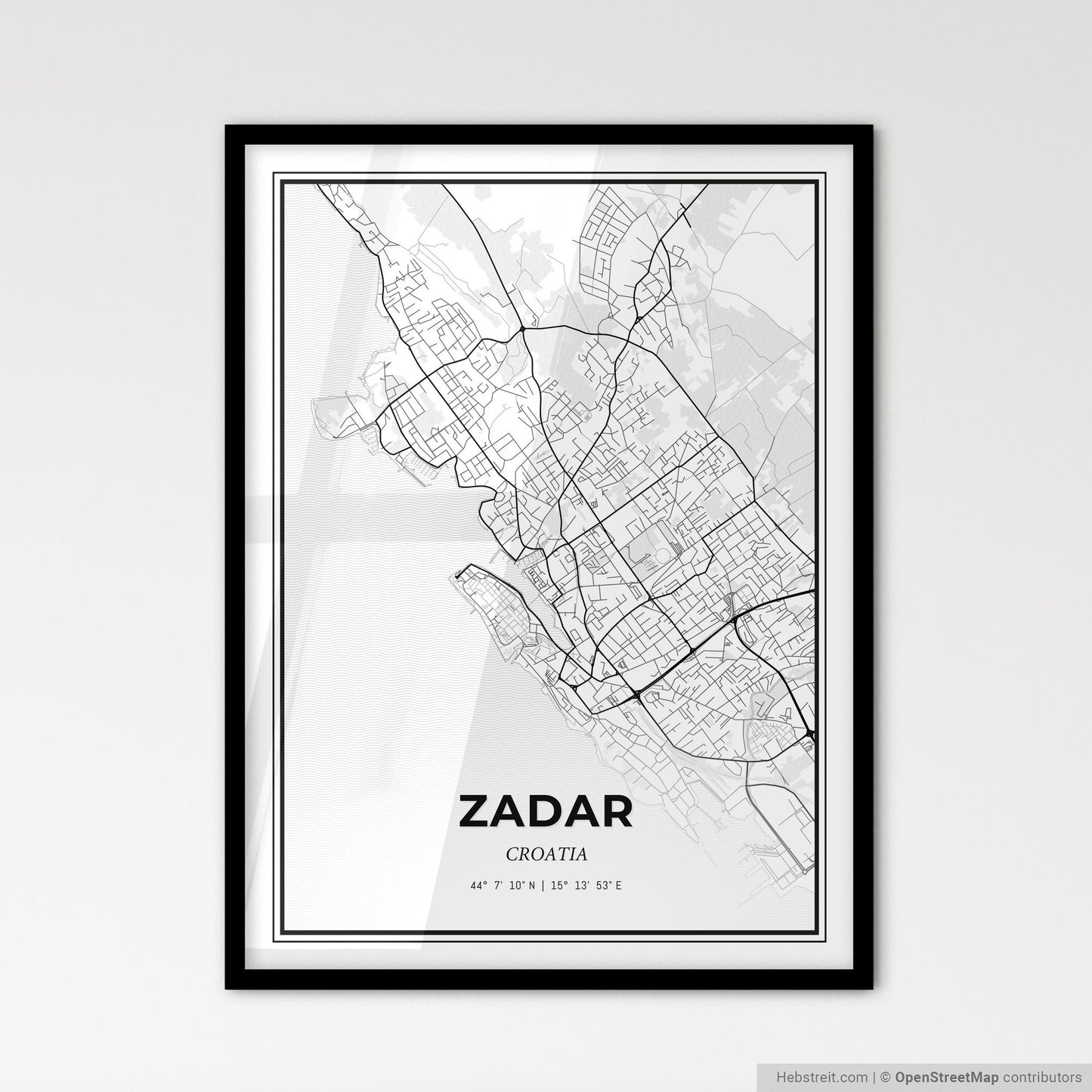 Zadar  Croatia - Scandinavian Style City Map for Modern Home Decor