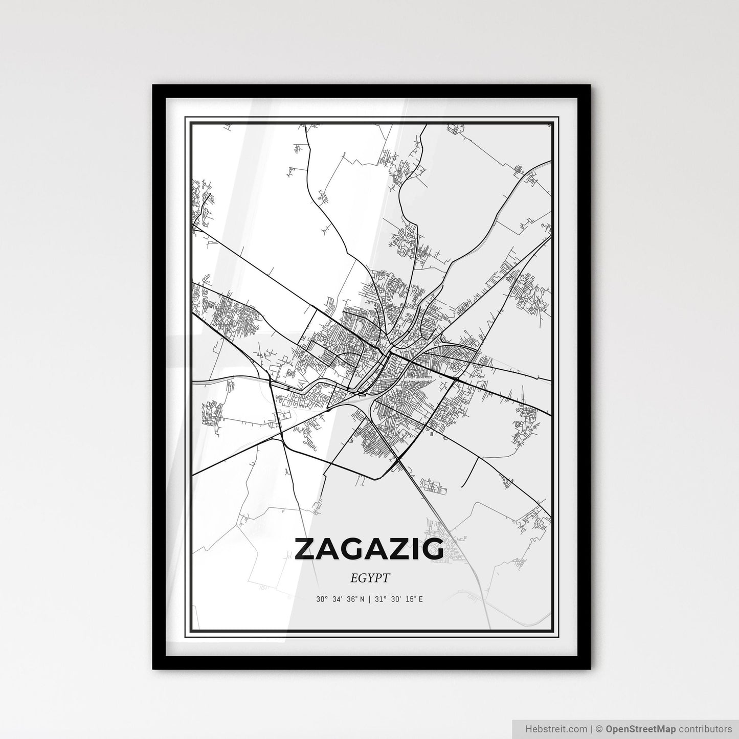 Zagazig Egypt - Scandinavian Style City Map for Modern Home Decor