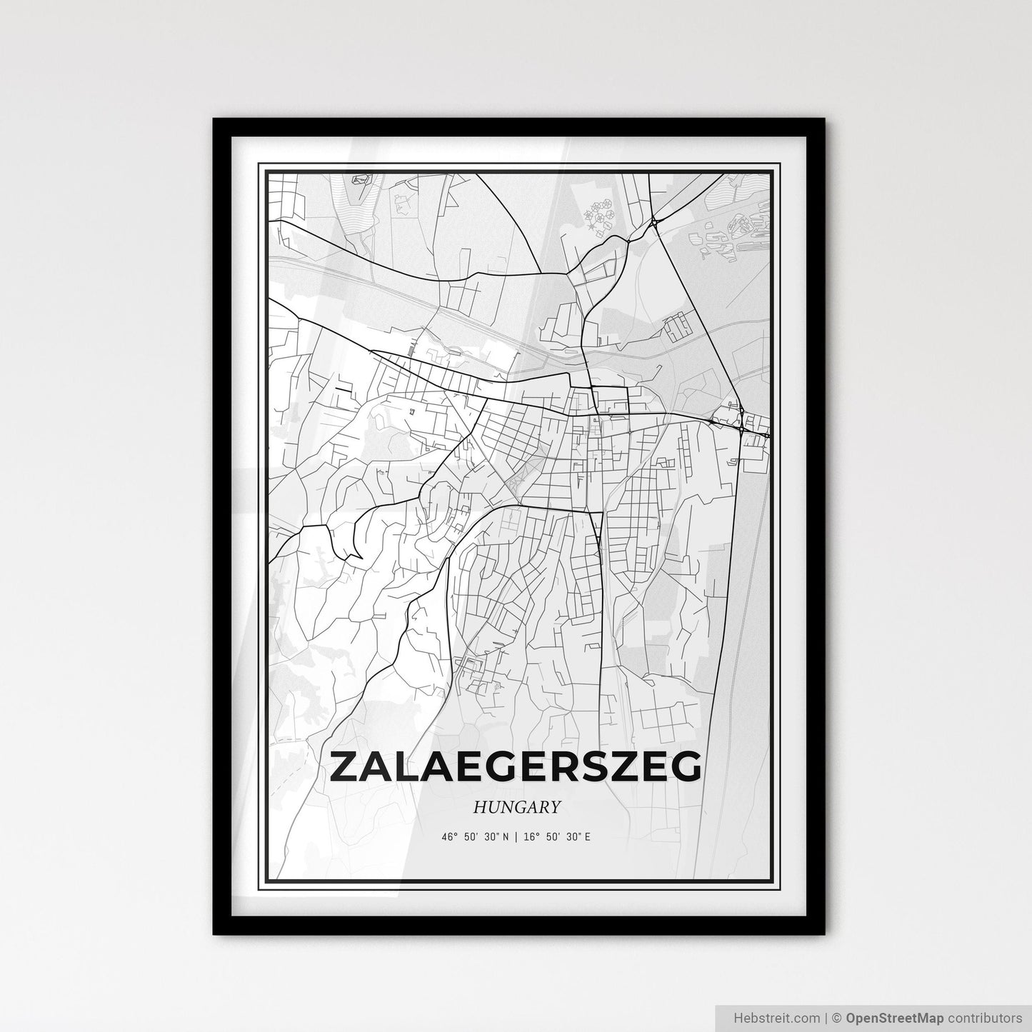 Zalaegerszeg Hungary - Scandinavian Style City Map for Modern Home Decor