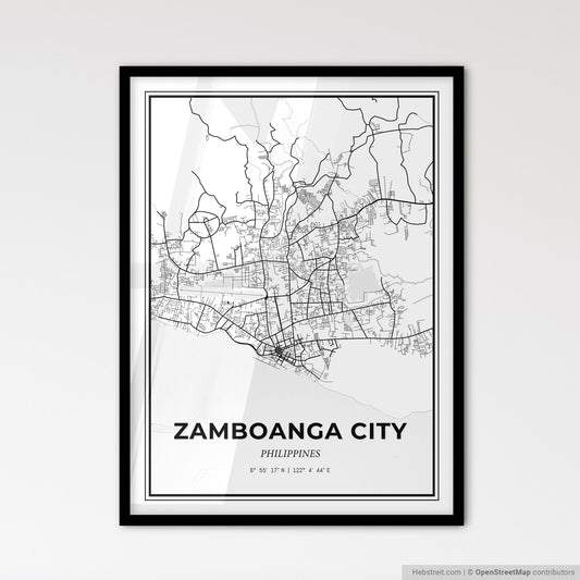 Zamboanga City Philippines - Scandinavian Style City Map for Modern Home Decor