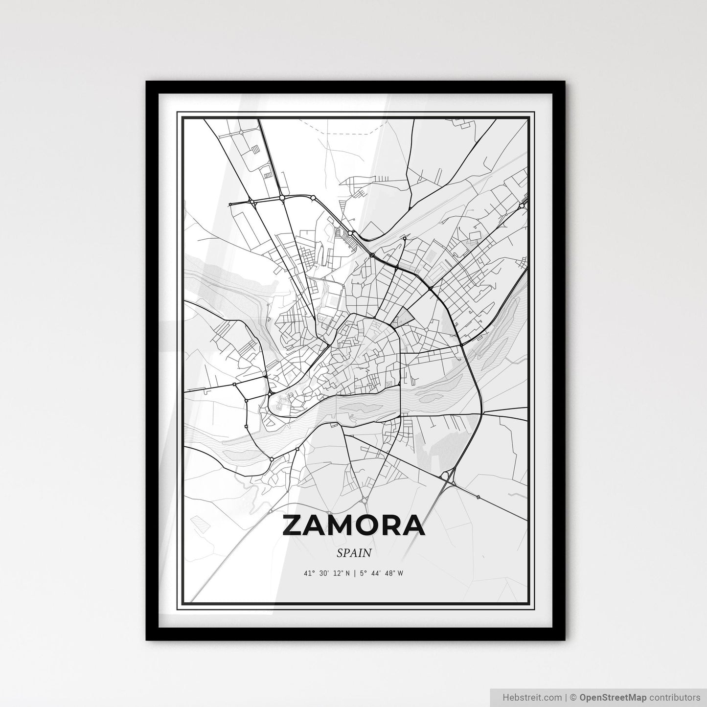 Zamora Spain - Scandinavian Style City Map for Modern Home Decor