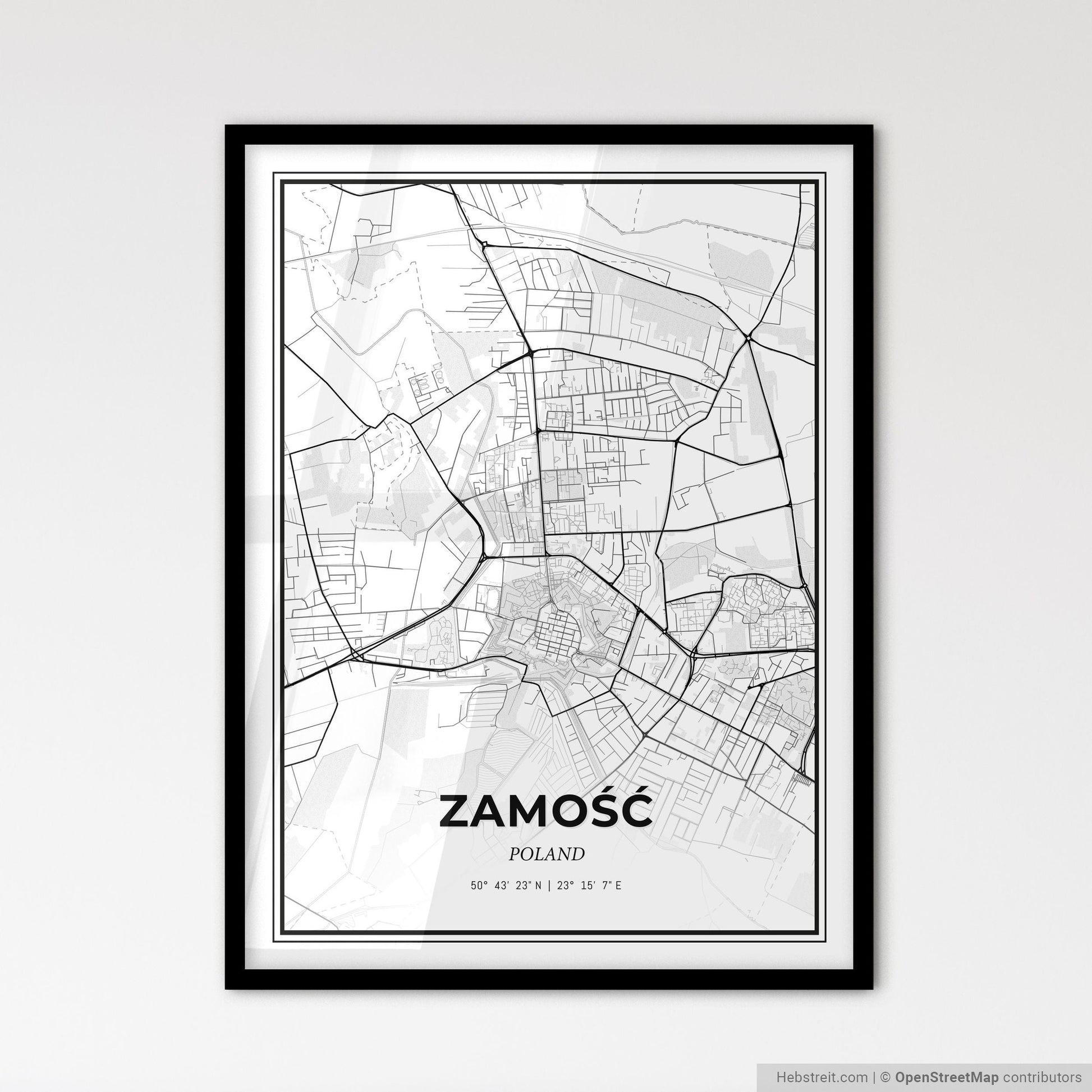 Zamość Poland - Scandinavian Style City Map for Modern Home Decor