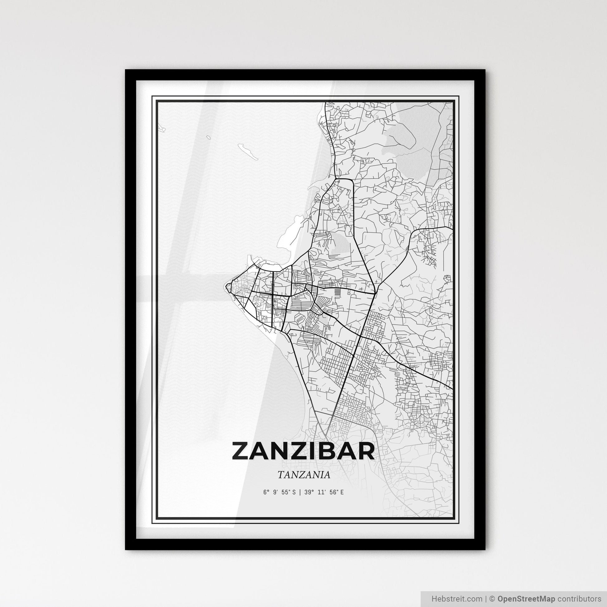 Zanzibar Tanzania - Scandinavian Style City Map for Modern Home Decor