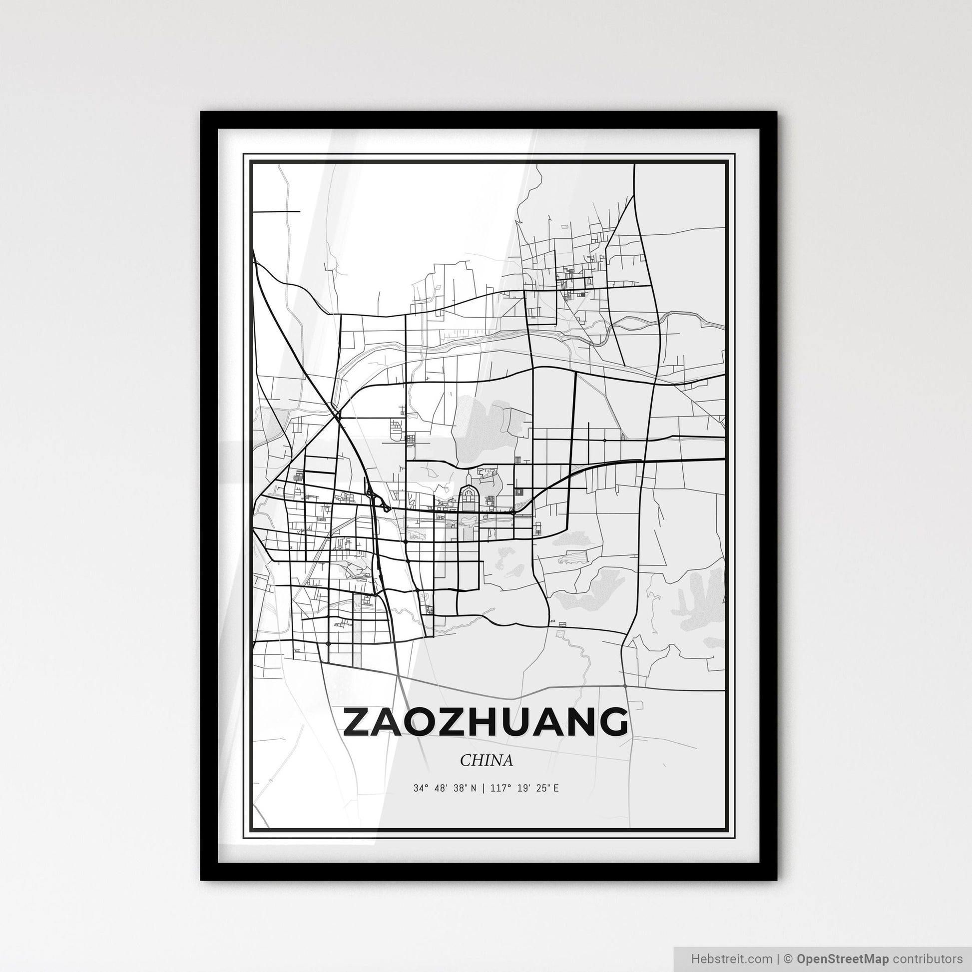 Zaozhuang China - Scandinavian Style City Map for Modern Home Decor