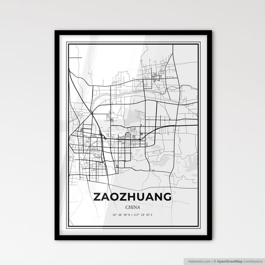Zaozhuang China - Scandinavian Style City Map for Modern Home Decor