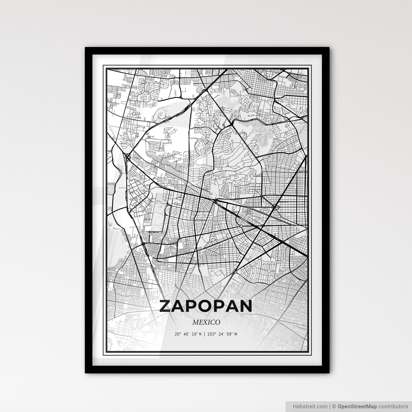 Zapopan Mexico - Scandinavian Style City Map for Modern Home Decor