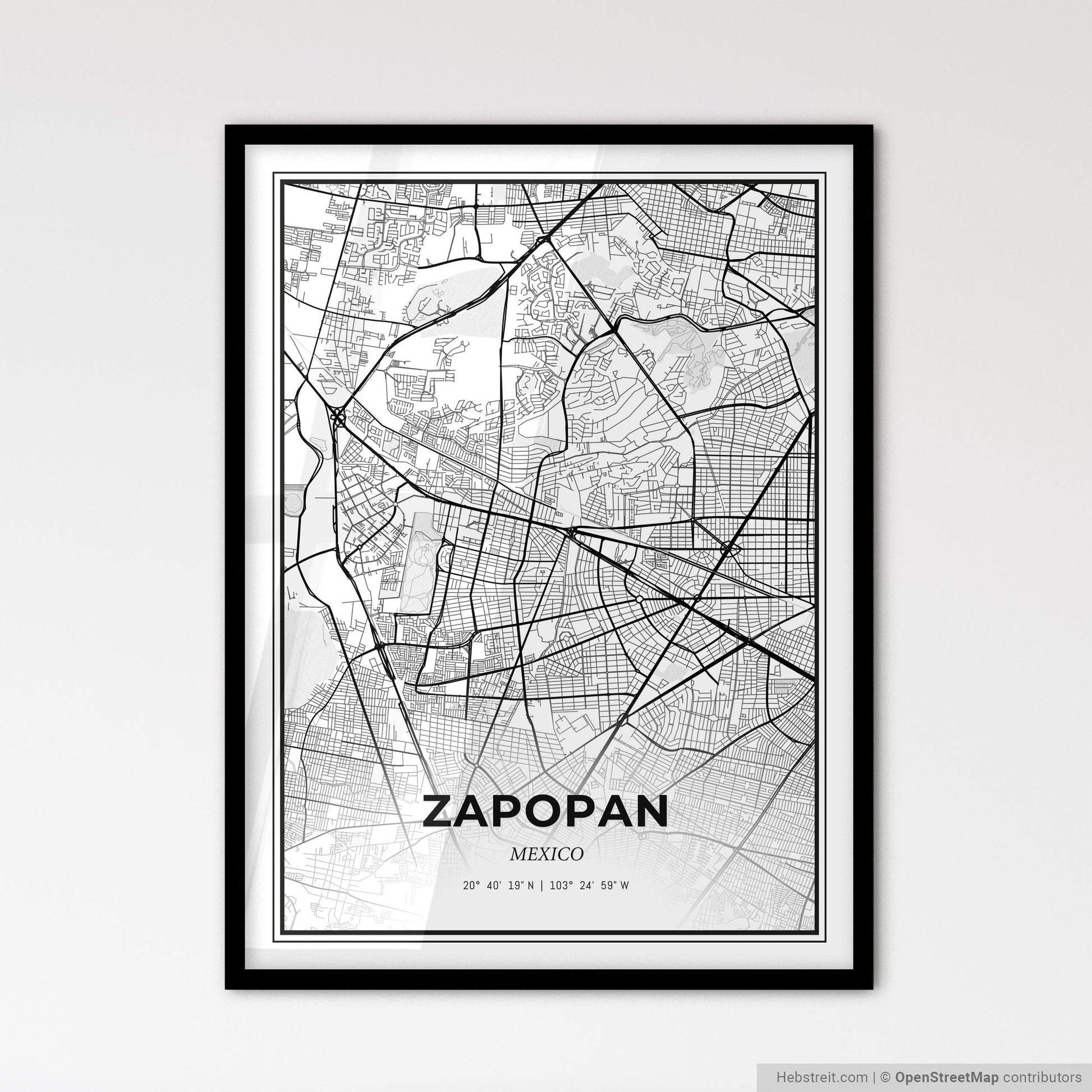 Zapopan Mexico - Scandinavian Style City Map for Modern Home Decor