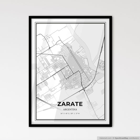 Zarate Argentina - Scandinavian Style City Map for Modern Home Decor