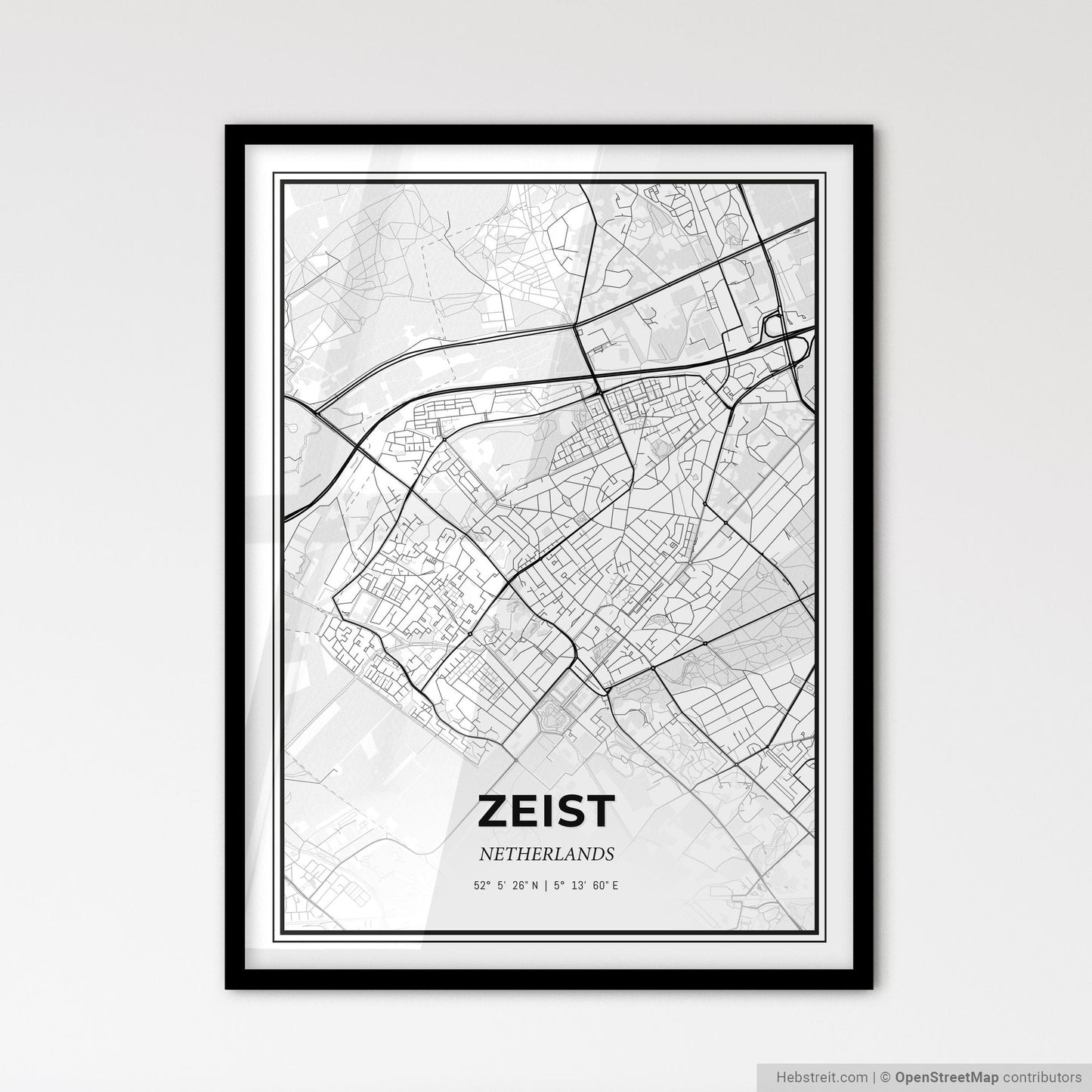 Zeist Netherlands - Scandinavian Style City Map for Modern Home Decor