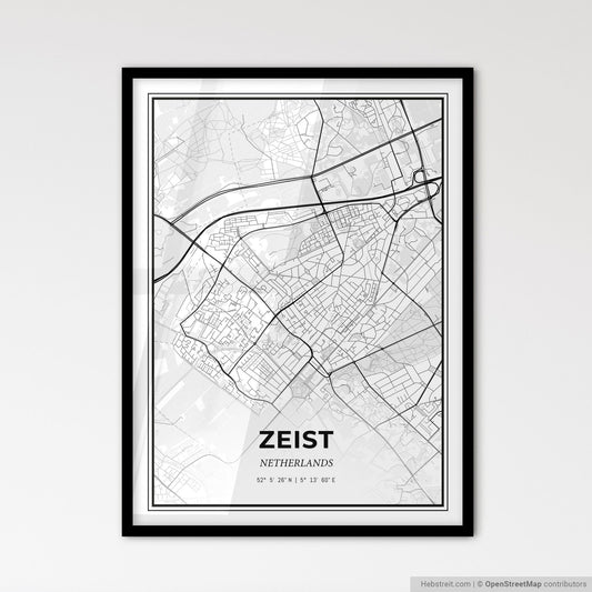 Zeist Netherlands - Scandinavian Style City Map for Modern Home Decor