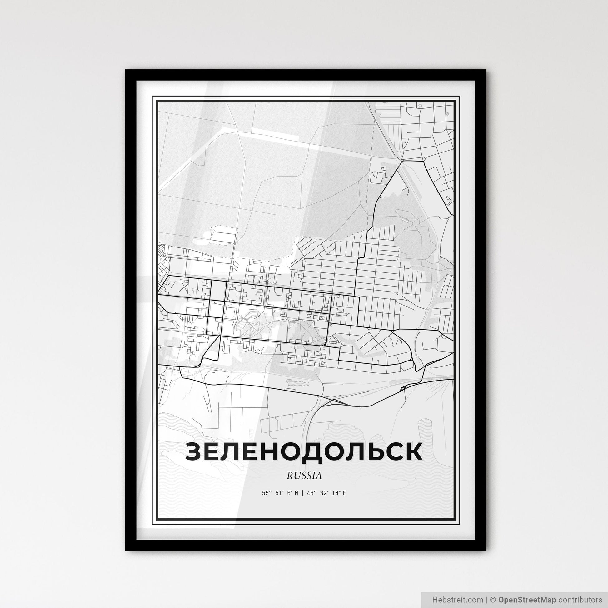 Zelenodolsk Russia - Scandinavian Style City Map for Modern Home Decor