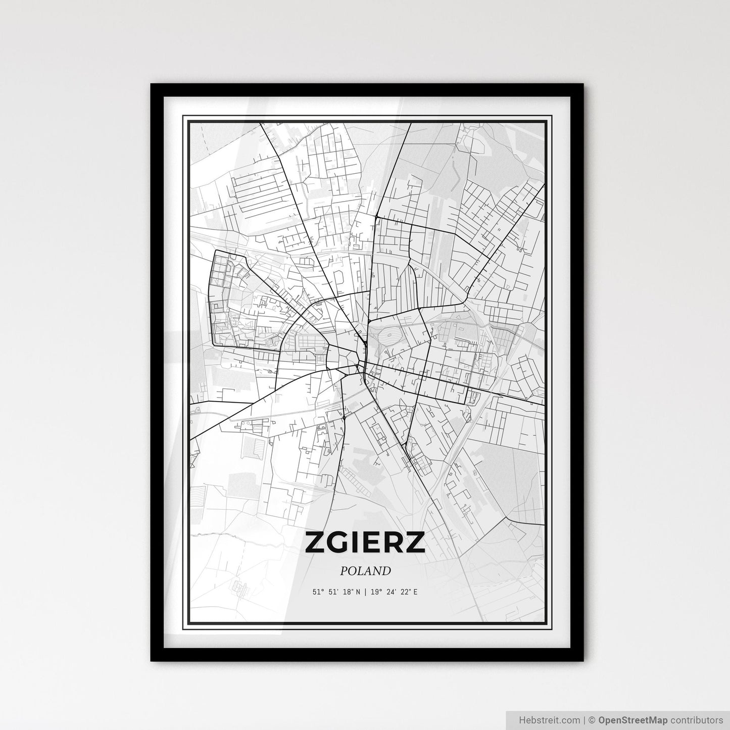Zgierz Poland - Scandinavian Style City Map for Modern Home Decor