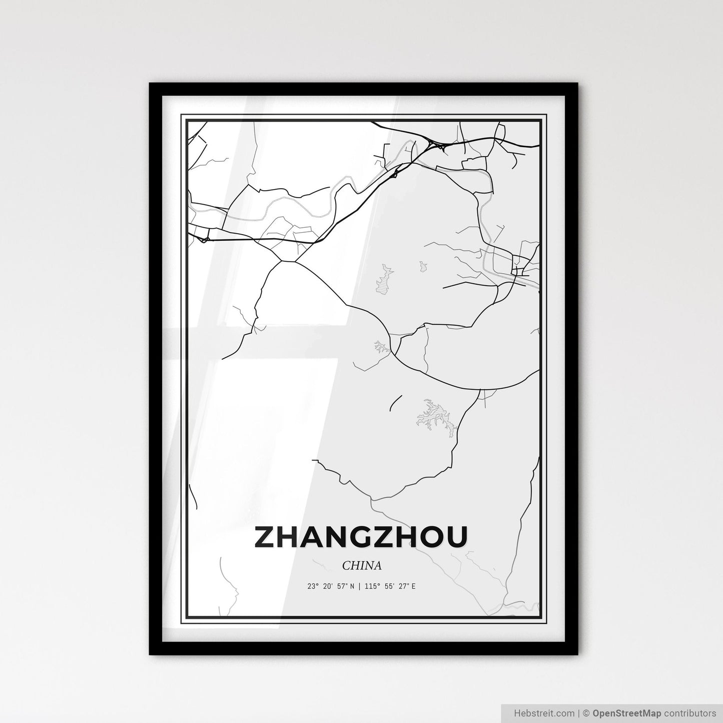 Zhangzhou China - Scandinavian Style City Map for Modern Home Decor