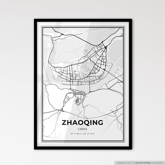 Zhaoqing China - Scandinavian Style City Map for Modern Home Decor