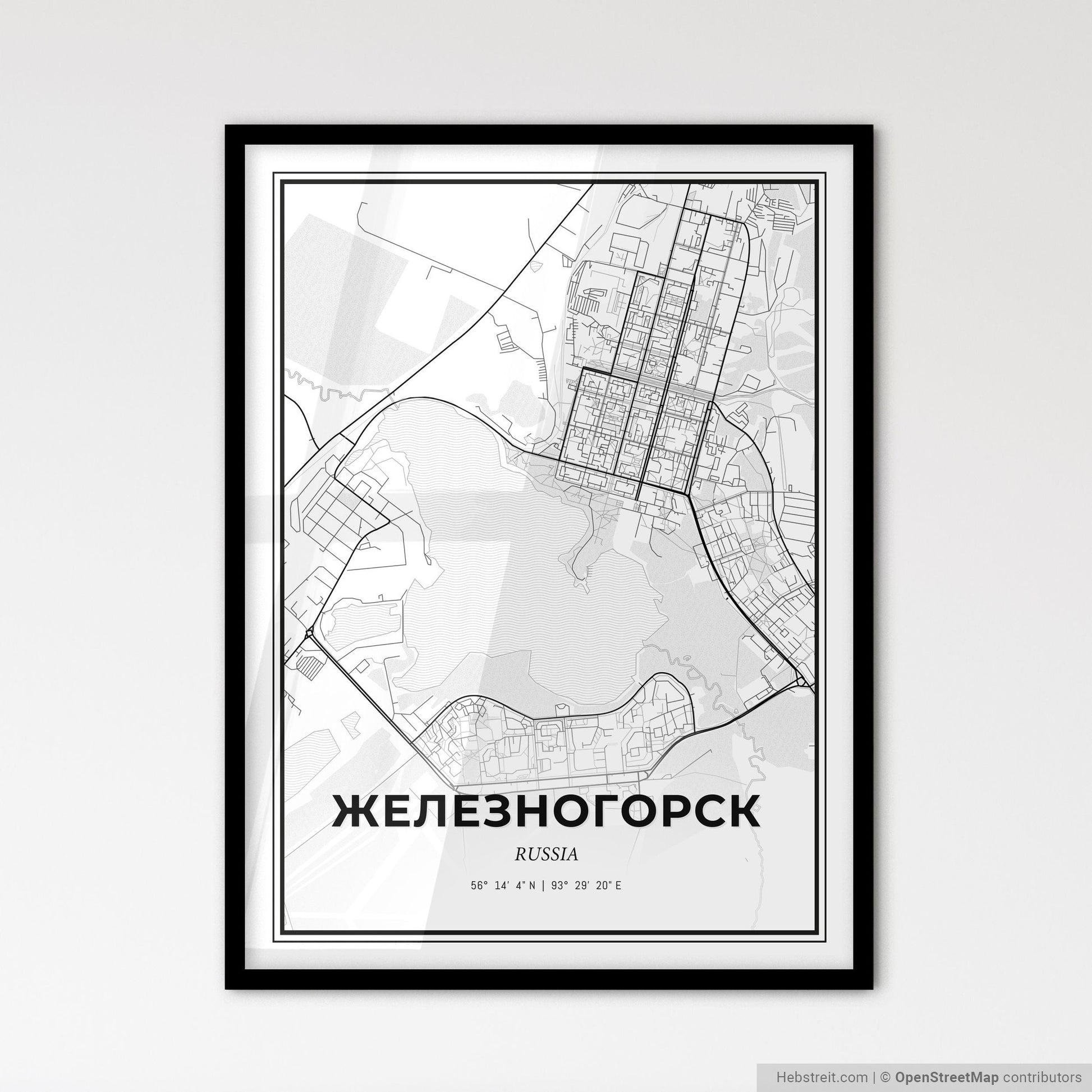Zheleznogorsk Russia - Scandinavian Style City Map for Modern Home Decor