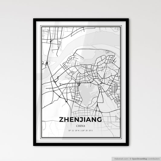 Zhenjiang China - Scandinavian Style City Map for Modern Home Decor