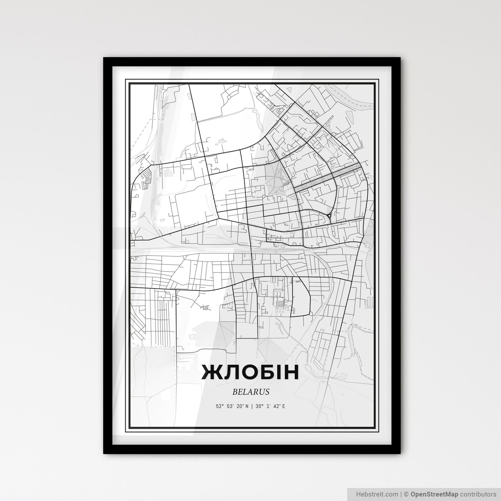 Zhlobin Belarus - Scandinavian Style City Map for Modern Home Decor