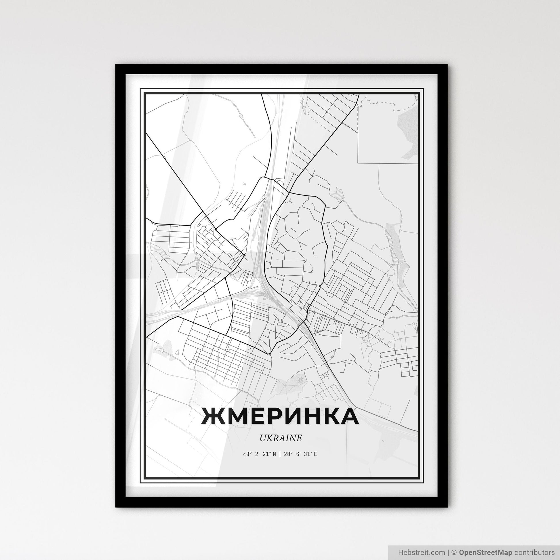Zhmerynka Ukraine - Scandinavian Style City Map for Modern Home Decor