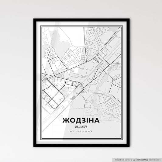 Zhodzina Belarus - Scandinavian Style City Map for Modern Home Decor