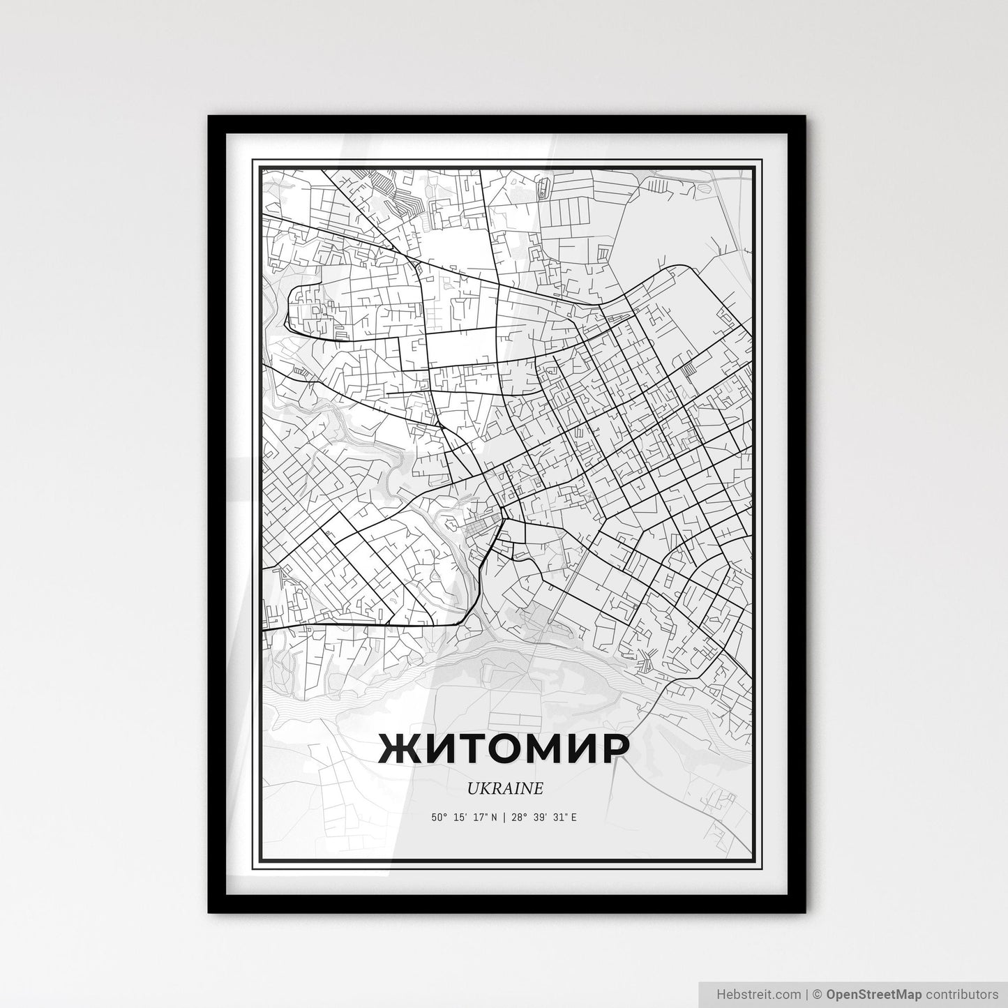 Zhytomyr Ukraine - Scandinavian Style City Map for Modern Home Decor