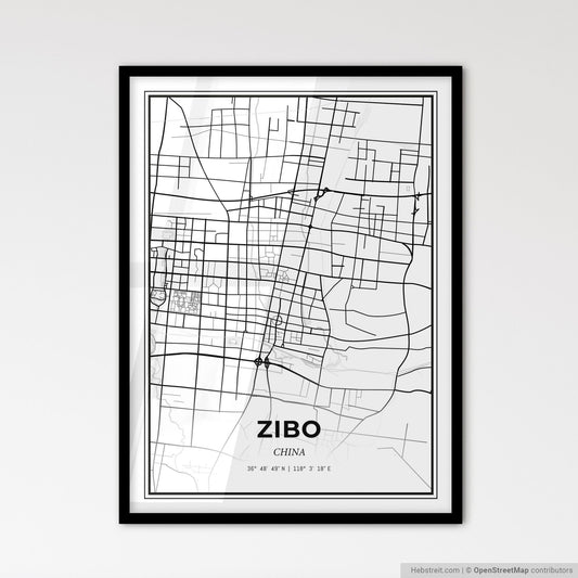 Zibo China - Scandinavian Style City Map for Modern Home Decor