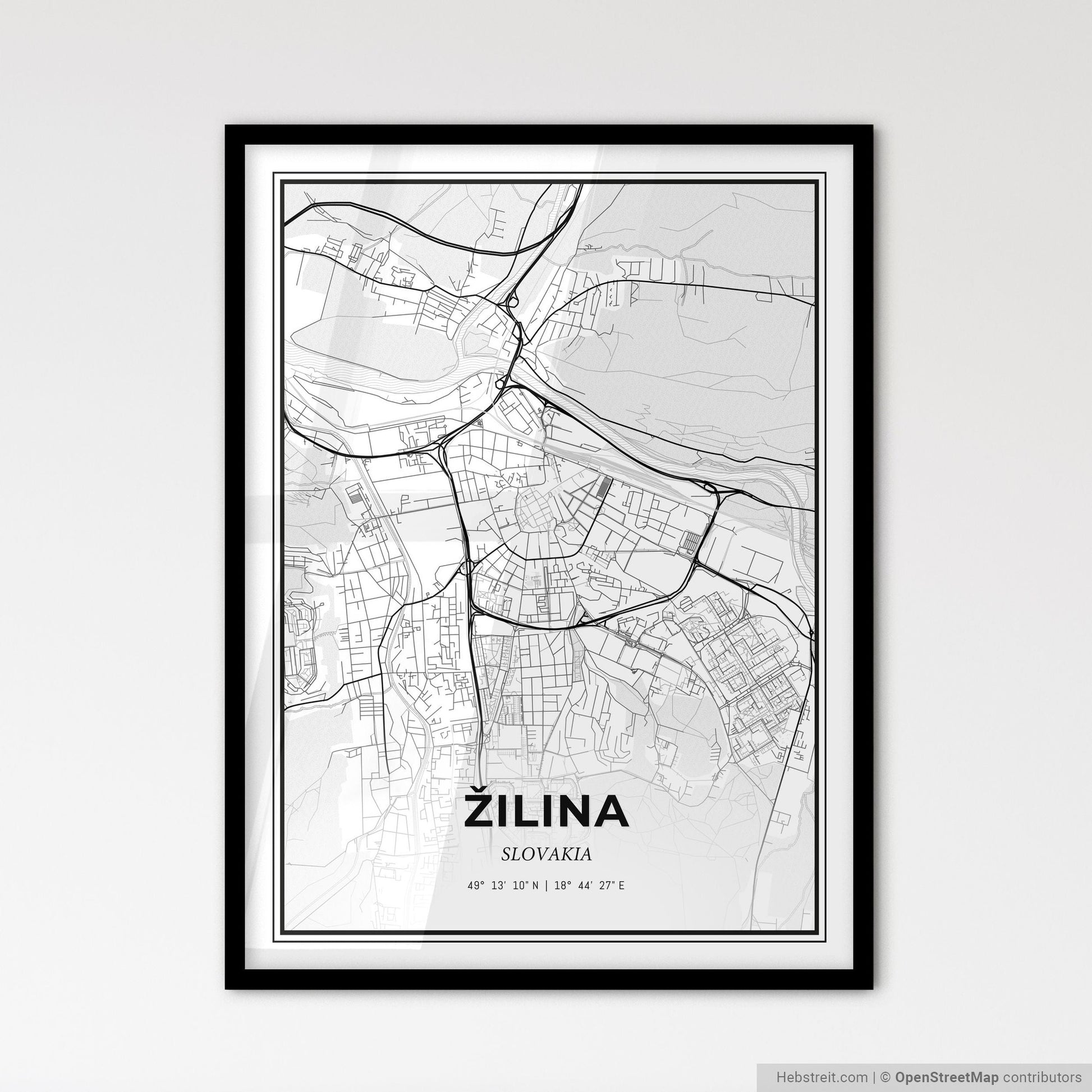 Žilina Slovakia - Scandinavian Style City Map for Modern Home Decor