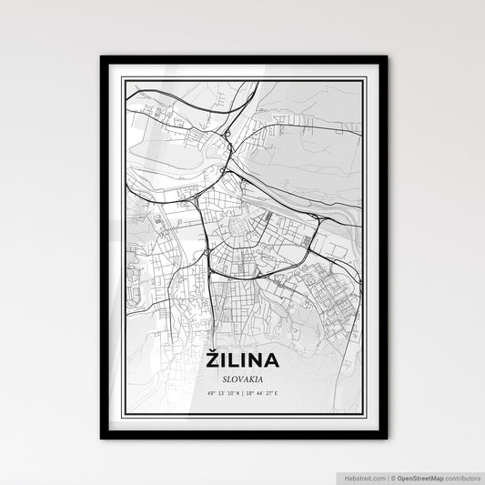 Žilina Slovakia - Scandinavian Style City Map for Modern Home Decor