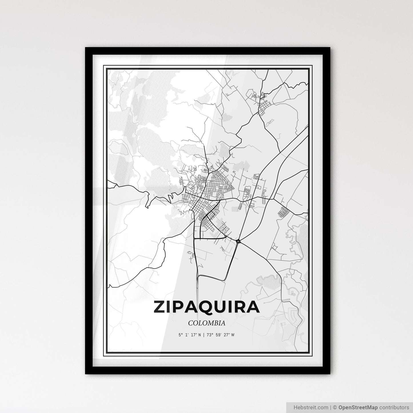 Zipaquira Colombia - Scandinavian Style City Map for Modern Home Decor