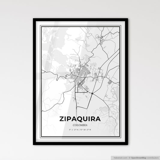 Zipaquira Colombia - Scandinavian Style City Map for Modern Home Decor