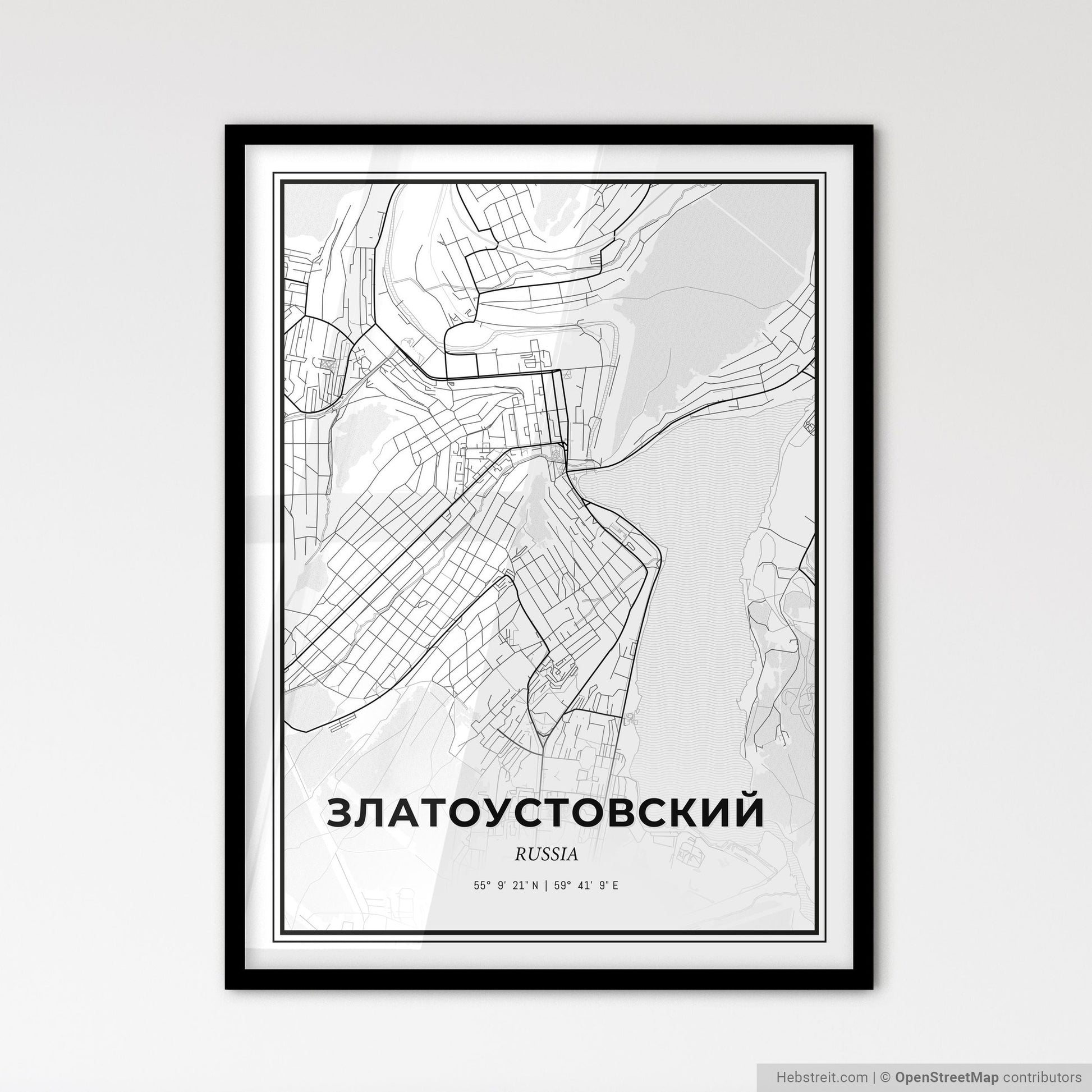 Zlatoust Russia - Scandinavian Style City Map for Modern Home Decor