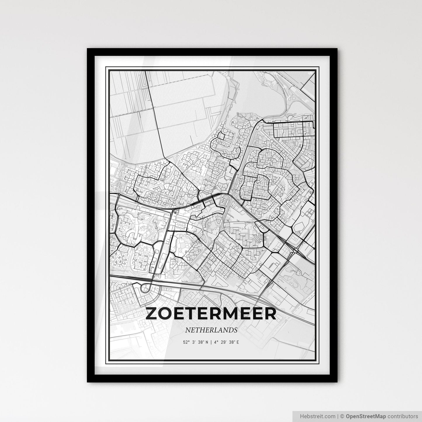 Zoetermeer Netherlands - Scandinavian Style City Map for Modern Home Decor