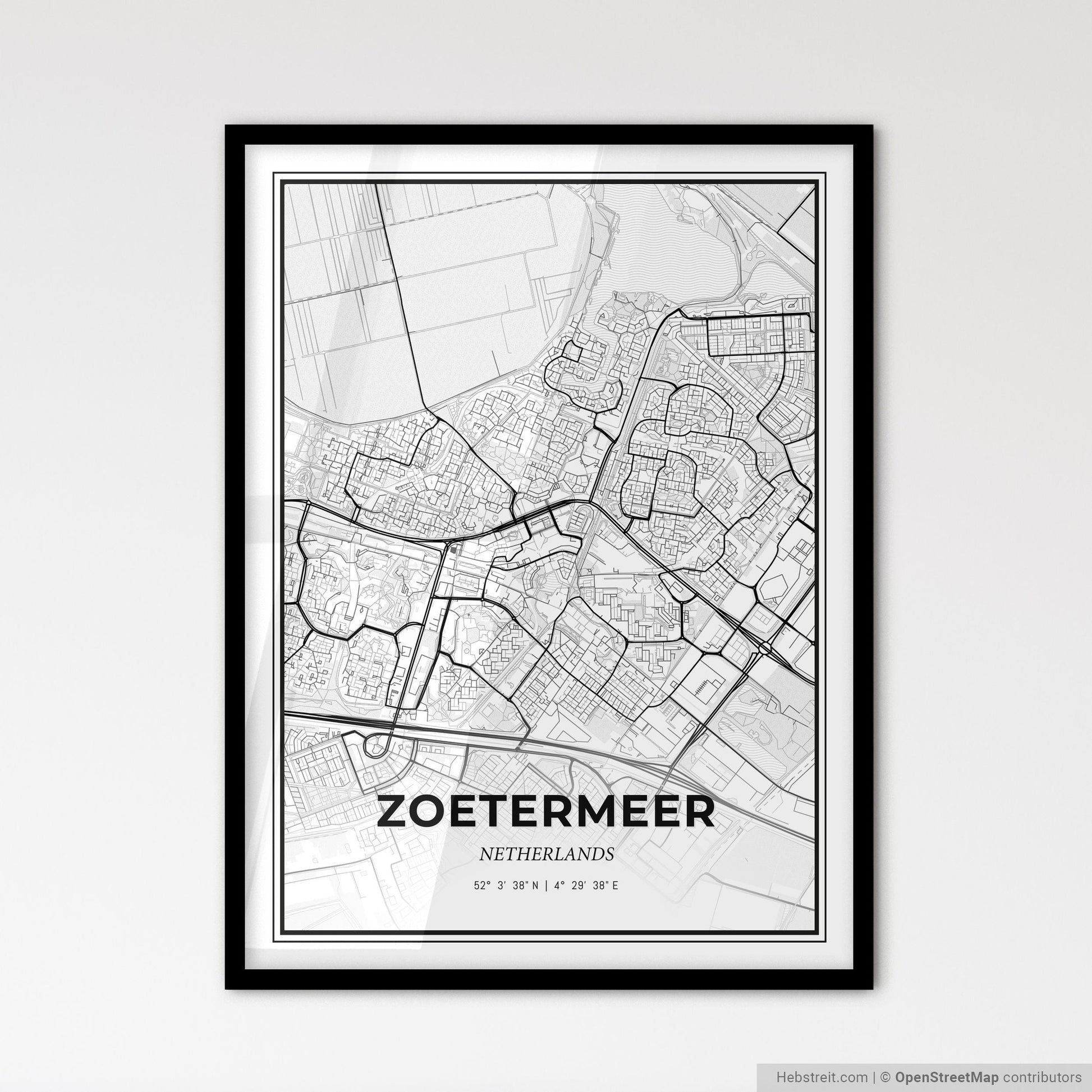 Zoetermeer Netherlands - Scandinavian Style City Map for Modern Home Decor