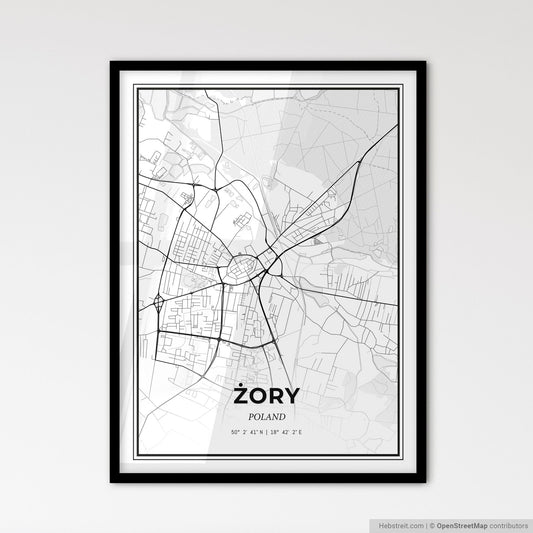 Żory Poland - Scandinavian Style City Map for Modern Home Decor