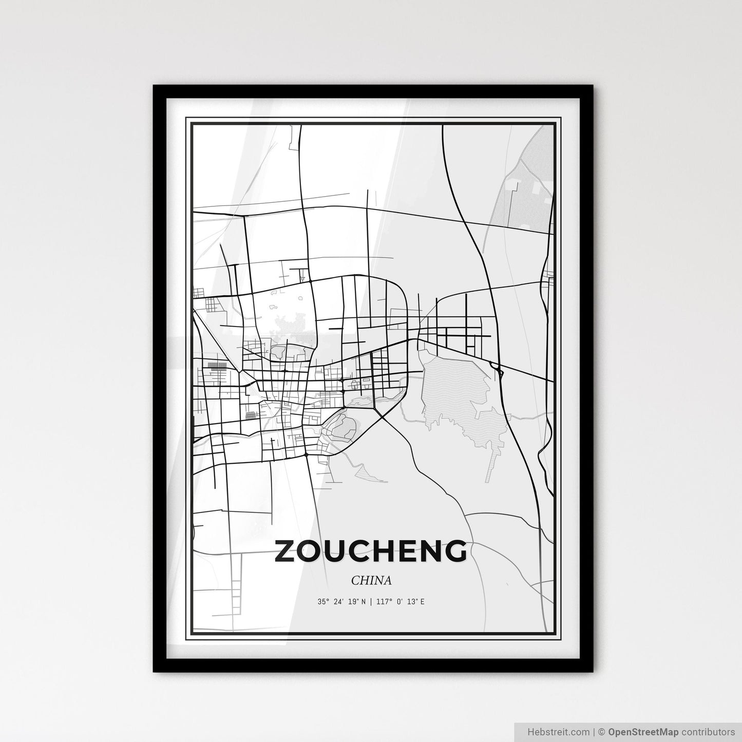 Zoucheng China - Scandinavian Style City Map for Modern Home Decor