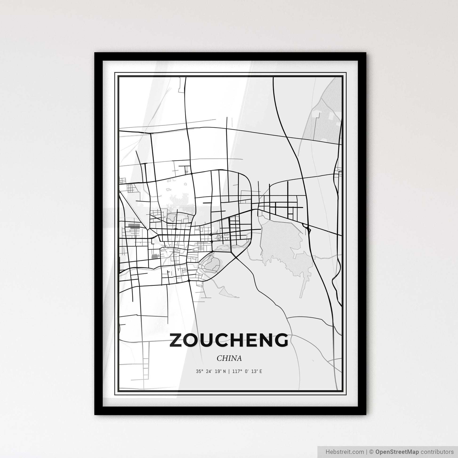 Zoucheng China - Scandinavian Style City Map for Modern Home Decor