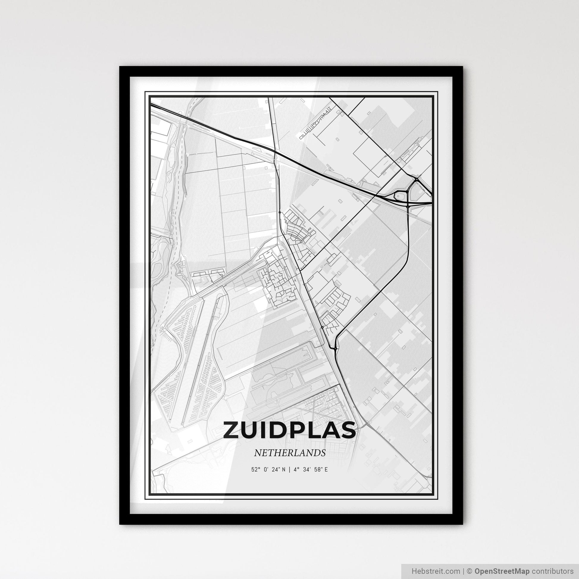 Zuidplas Netherlands - Scandinavian Style City Map for Modern Home Decor