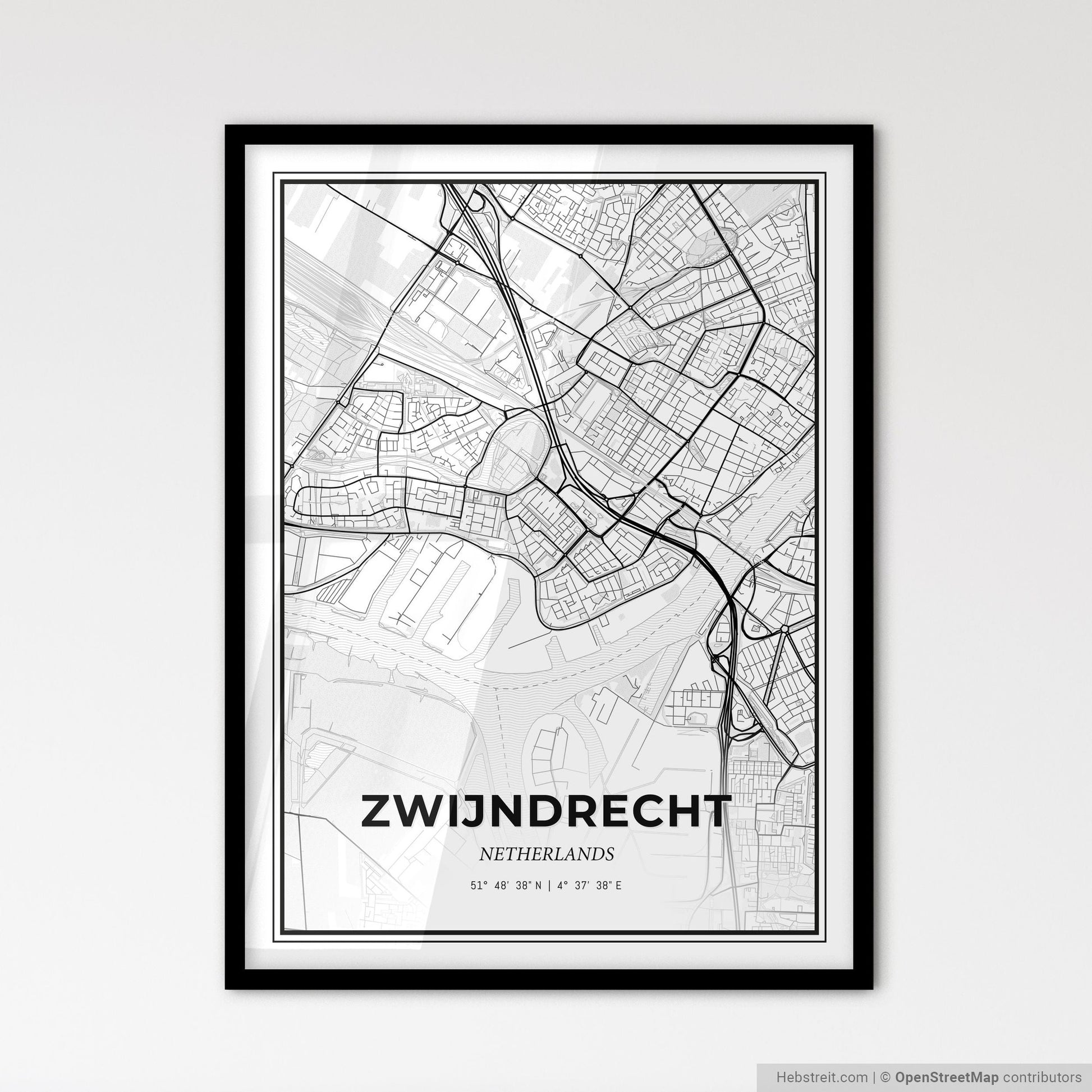 Zwijndrecht Netherlands - Scandinavian Style City Map for Modern Home Decor