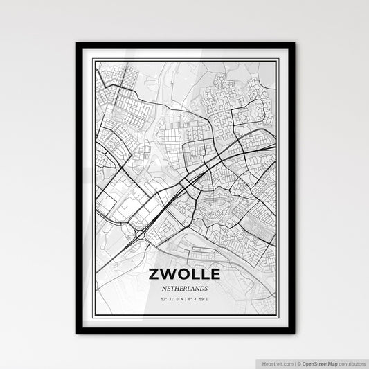 Zwolle Netherlands - Scandinavian Style City Map for Modern Home Decor