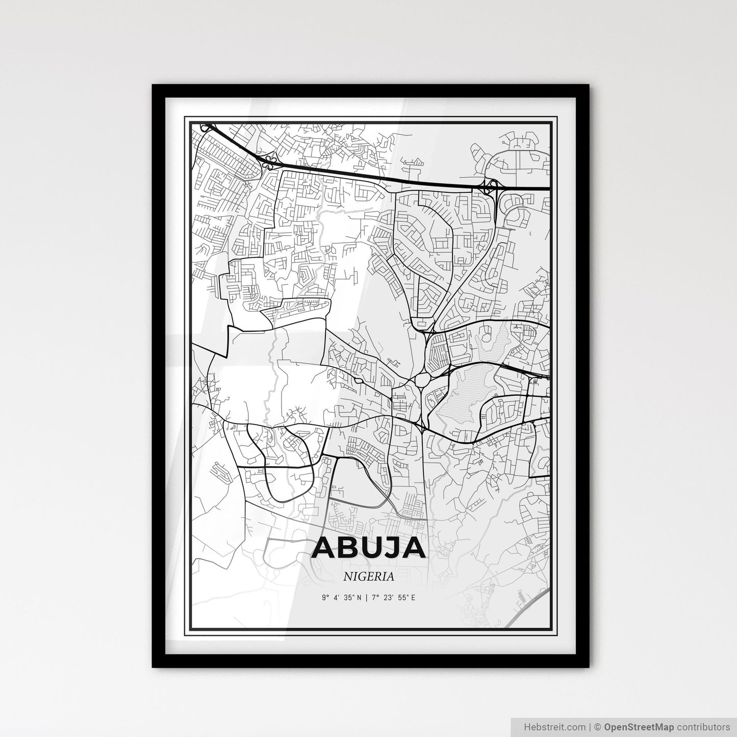 Abuja Nigeria - Scandinavian Style City Map for Modern Home Decor