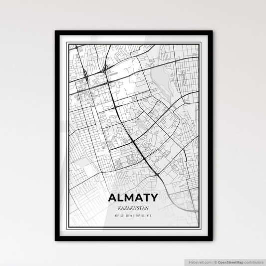 Almaty Kazakhstan - Scandinavian Style City Map for Modern Home Decor