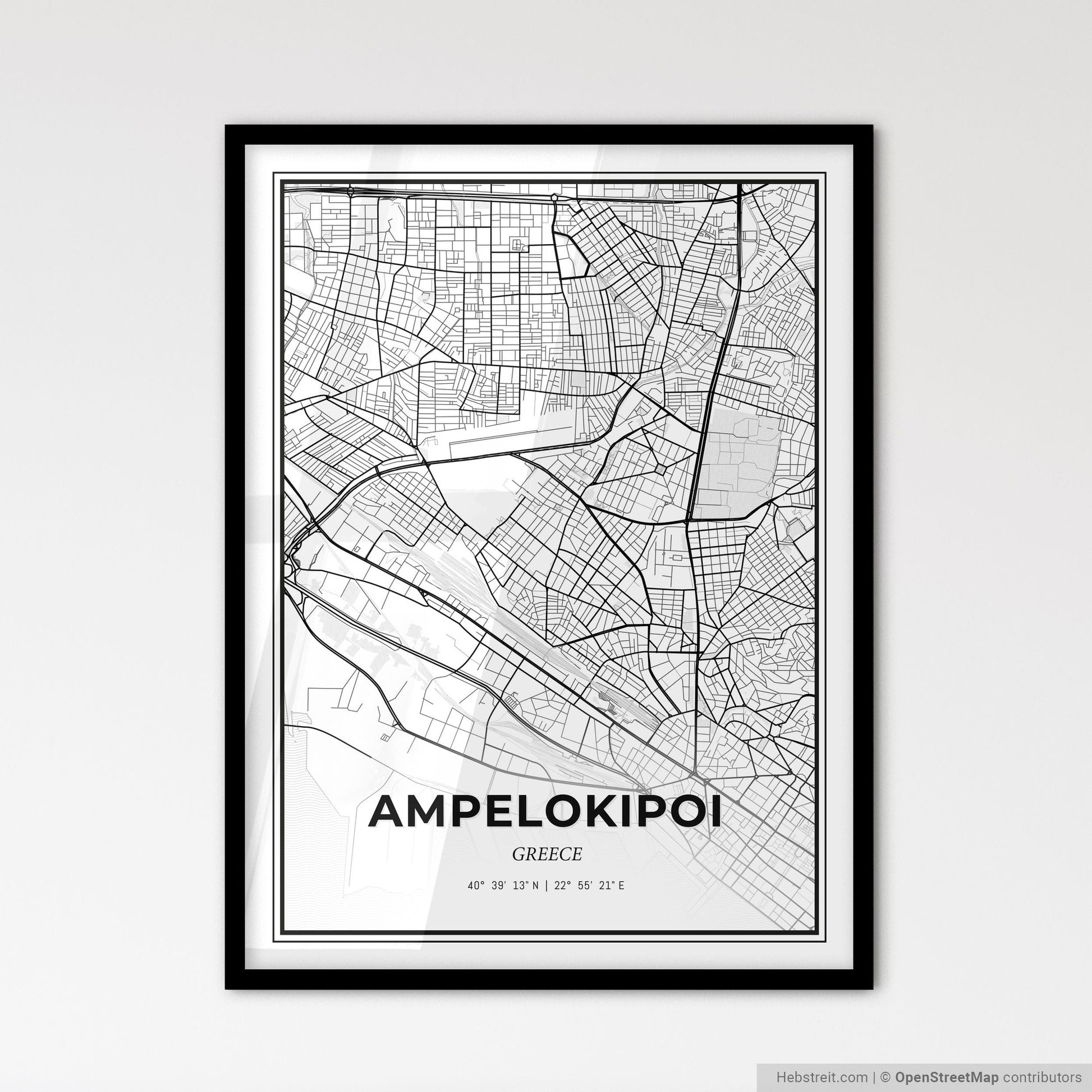 Ampelokipoi Greece - Scandinavian Style City Map for Modern Home Decor