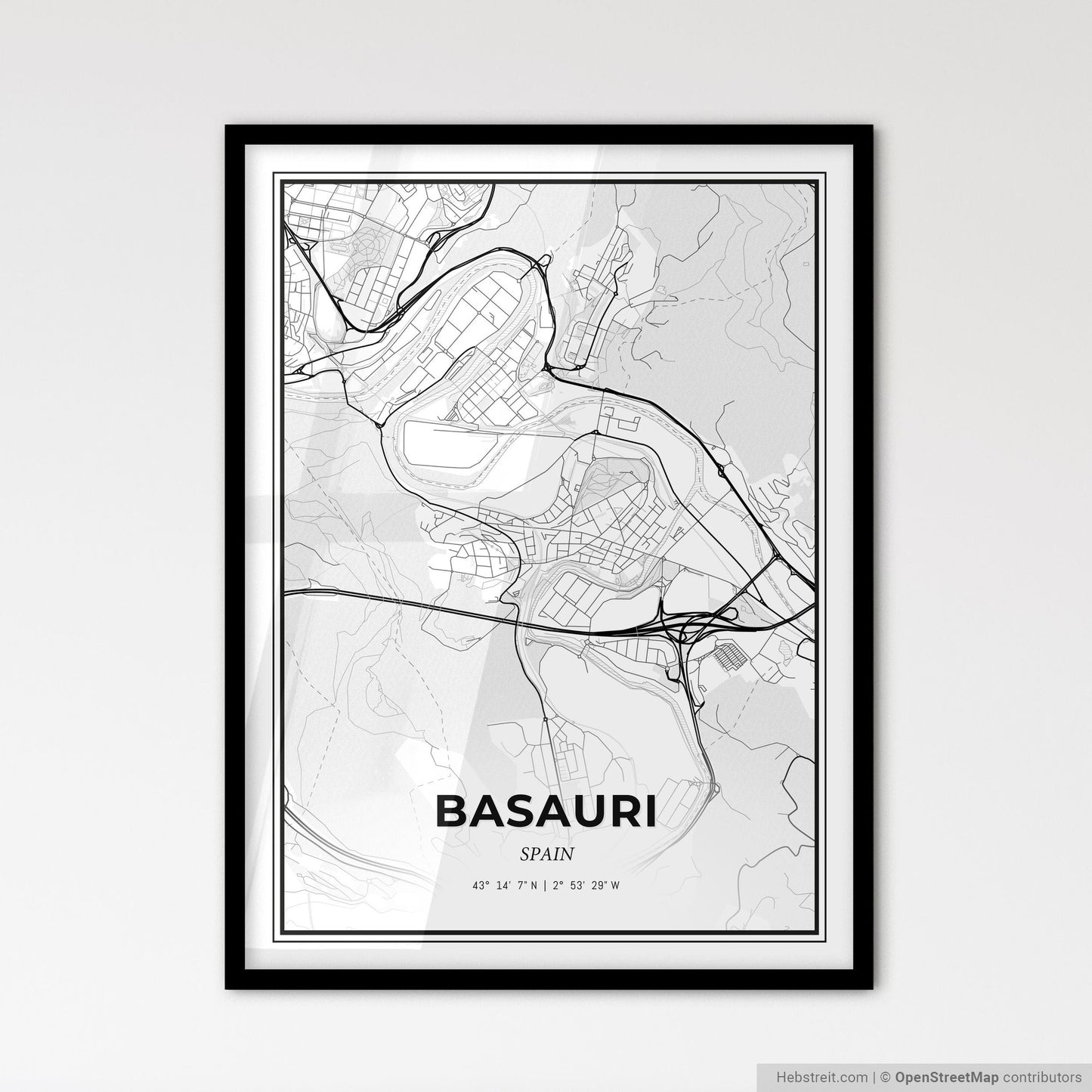 Basauri Spain - Scandinavian Style City Map for Modern Home Decor