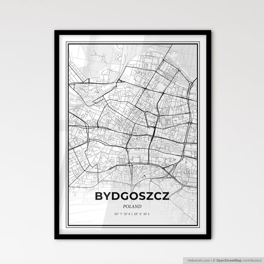Bydgoszcz Poland - Scandinavian Style City Map for Modern Home Decor