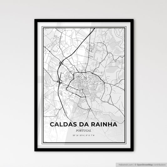 Caldas da Rainha Portugal - Scandinavian Style City Map for Modern Home Decor